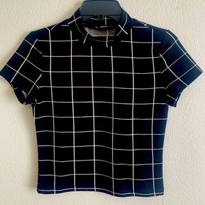 Mock Neck Grid Crop Top